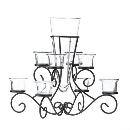 Picture of Stunning Scrollwork Candle Centerpiece With Vase