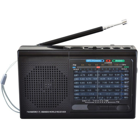 Picture of Supersonic 9-band Rechargeable Bluetooth Radio With Usb And Sd Card Input (black)
