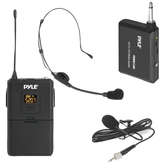 Picture of Pyle Wireless Microphone System Beltpack Transmitter With Headset And Lavalier Microphones
