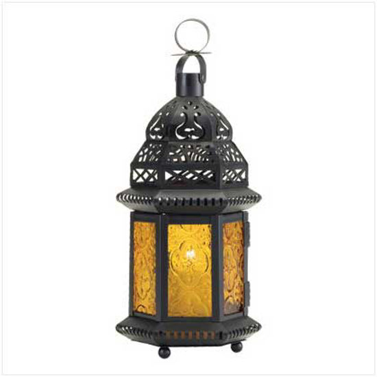 Picture of Yellow Glass Moroccan Lantern