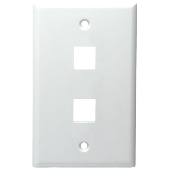 Picture of Datacomm Electronics 2-port Standard Size Keystone Wall Plate (white)