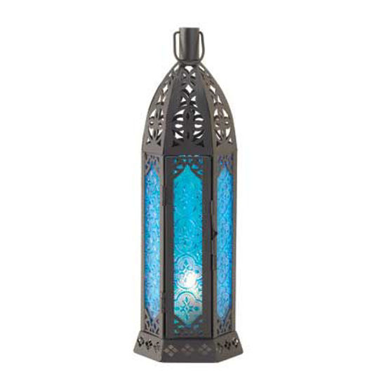 Picture of Tall Vibrant Blue Candle Lantern