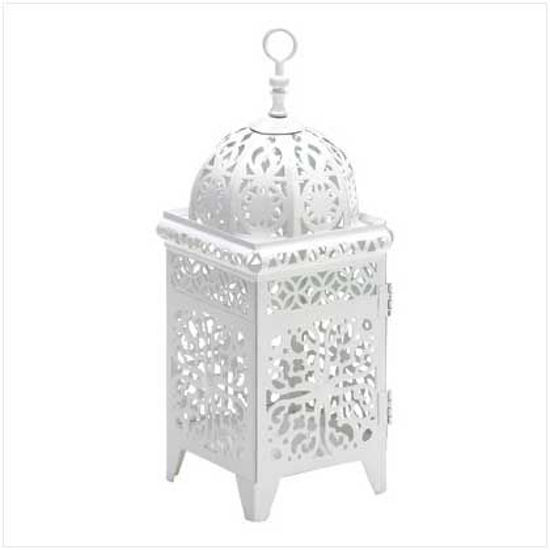Picture of White Scrollwork Candle Lantern