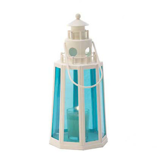 Picture of Blue And White Lighthouse Candle Lantern