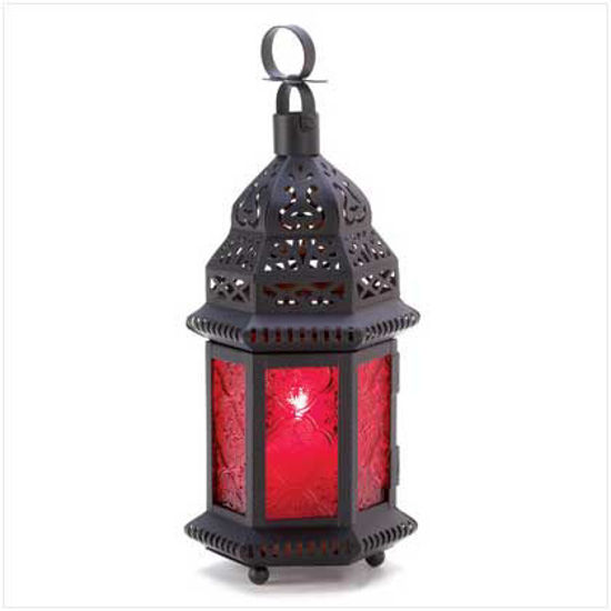 Picture of Red Glass Moroccan Lantern