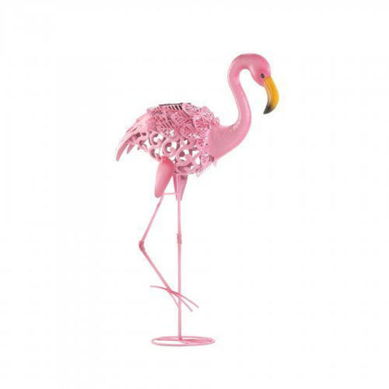 Picture of Leaning Solar Flamingo Statue
