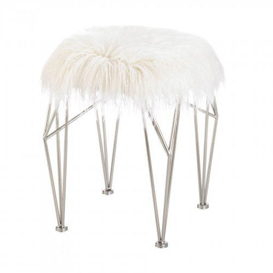 Picture of Fur Stool With Prism Legs