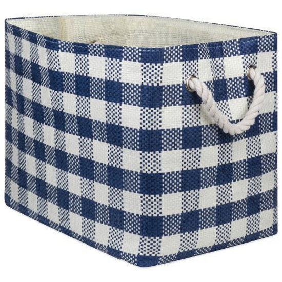 Picture of Paper Bin Checkers Navy Rectangle Large 17x12x12