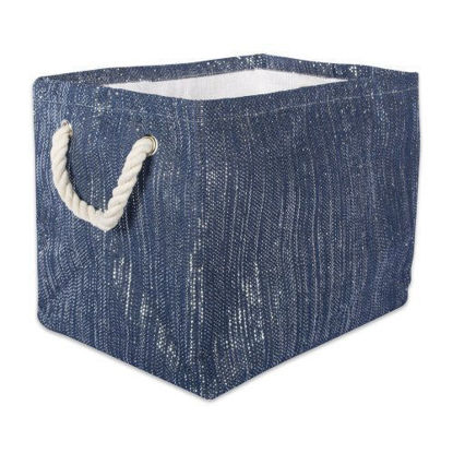 Picture of Paper Bin Lurex Nautical Blue/silver Rectangle Large 17x12x12