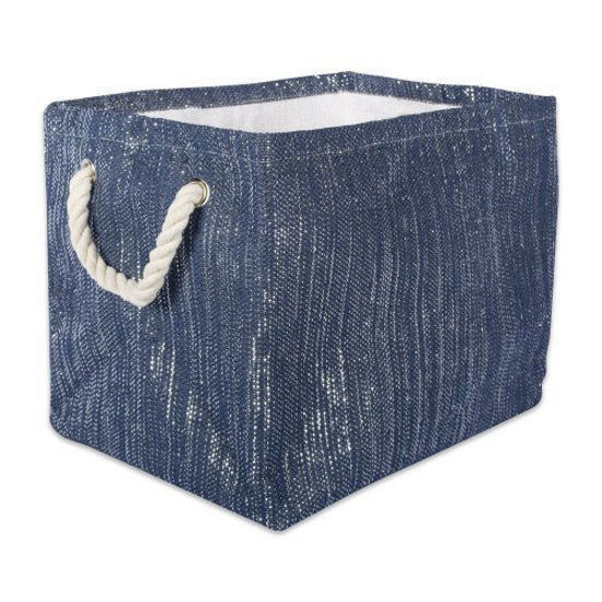 Picture of Paper Bin Lurex Nautical Blue/silver Rectangle Large 17x12x12