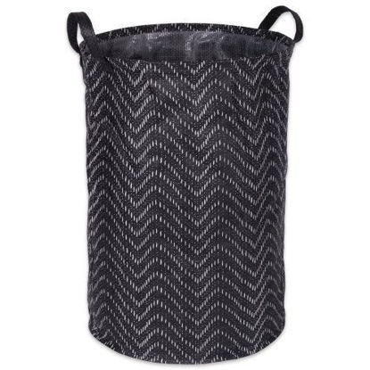 Picture of Pe Coated Woven Paper Laundry Hamper Tribal Chevron Black/white Round 13.75x13.75x20