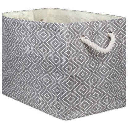 Picture of Paper Bin Diamond Basketweave Stone/black Rectangle Medium 15x10x12