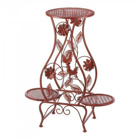 Picture of Red Rooster Hourglass Triple Plant Stand