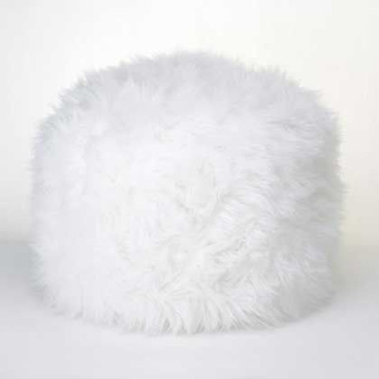 Picture of Fuzzy White Ottoman Footstool