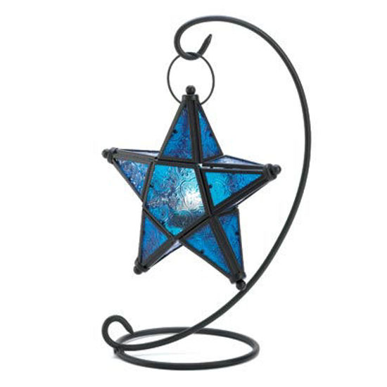 Picture of Blue Glass Star Lantern Stand